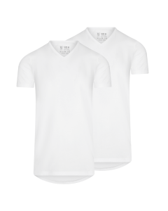 RJ Heren 2-Pack T-Shirt Katoen V-Hals Wit