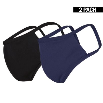 Heren 2-Pack Mondkapjes Zwart/Donkerblauw maat M