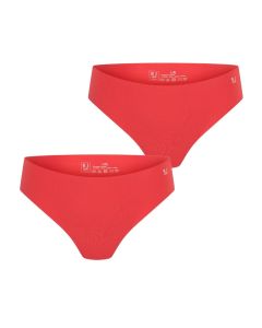 Voorkant van twee rode RJ Bodywear naadloze damesstrings Sousse in set van 2