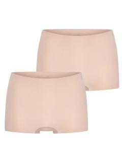 Voorkant van twee huidskleurige RJ Bodywear naadloze damesshorts Sfax in set van 2

