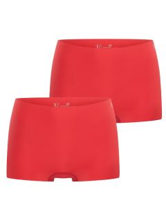 Voorkant van twee rode RJ Bodywear naadloze damesshorties Sfax in set van 2

