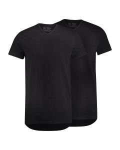 RJ Heren 2-Pack T-Shirt Katoen V-Hals Zwart