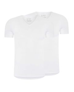 RJ Heren 2-Pack T-Shirt Tencel V-Hals Wit
