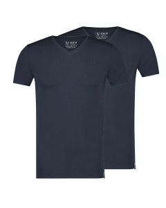 RJ Heren 2-Pack T-Shirt Tencel V-Hals Navy