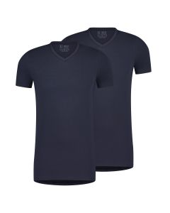 RJ Heren 2-Pack T-Shirt Katoen V-Hals Navy