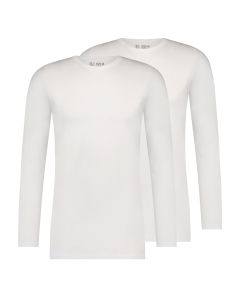 RJ Heren 2-Pack Longsleeve Katoen Ronde Hals Wit 