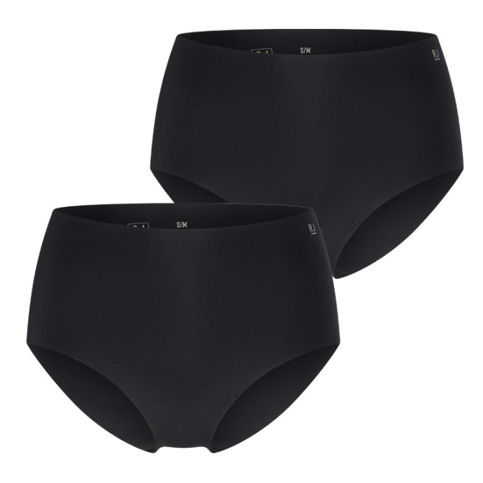 2-pack naadloze maxi shorts Tunis van RJ Bodywear in zwart, met hoge taille en gladde afwerking.
