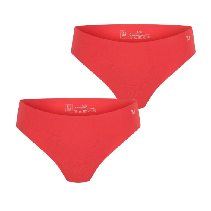 Voorkant van twee rode RJ Bodywear naadloze damesstrings Sousse in set van 2