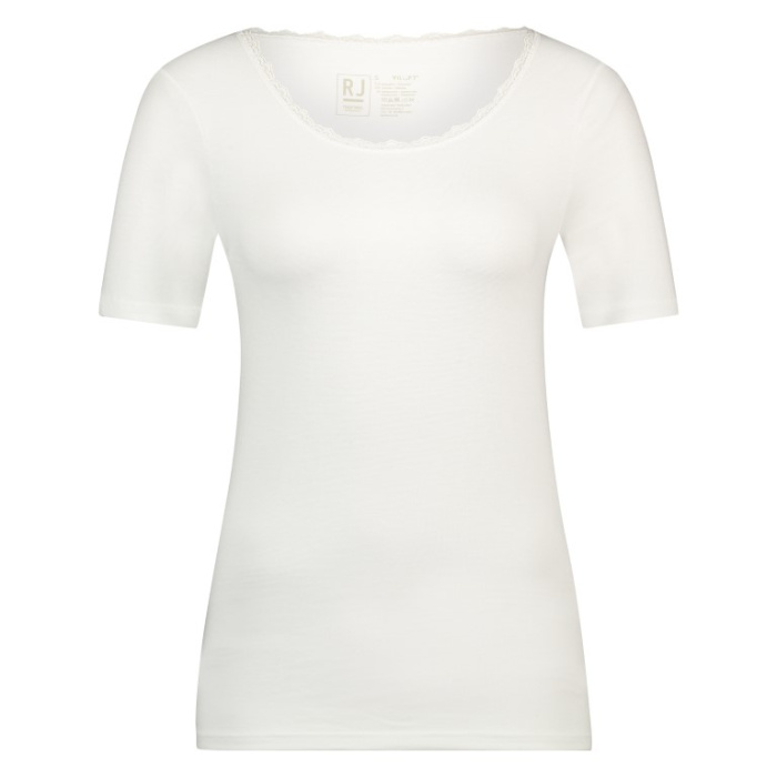 dames t-shirt kant wit ronde hals