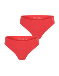 Voorkant van twee rode RJ Bodywear naadloze damesstrings Sousse in set van 2