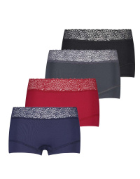 Bordeaux Dames Short Kant 4-Pack 'Winter'