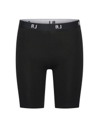 Voorkant van zwarte sport short Adelaide voor dames van RJ Bodywear met elastische tailleband en RJ-logo’s