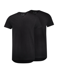 RJ Heren 2-Pack T-Shirt Katoen V-Hals Zwart