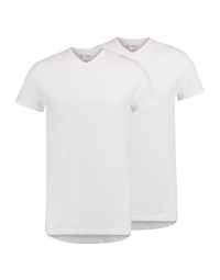 RJ Heren 2-Pack T-Shirt Katoen V-Hals Wit