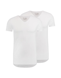 RJ Heren 2-Pack T-Shirt Katoen V-Hals Wit