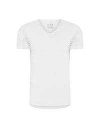RJ Heren Anti-Zweet T-Shirt Tencel V-Hals Rugpand Wit