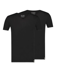 RJ Heren 2-Pack T-Shirt Tencel V-Hals Zwart