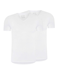 RJ Heren 2-Pack T-Shirt Tencel V-Hals Wit