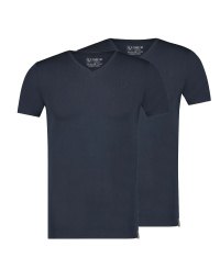RJ Heren 2-Pack T-Shirt Tencel V-Hals Navy