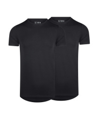 RJ Heren 2-Pack T-Shirt Tencel Ronde Hals Zwart