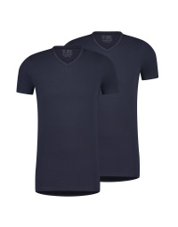 RJ Heren 2-Pack T-Shirt Katoen V-Hals Navy