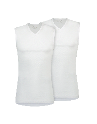 RJ Heren 2-Pack Mouwloos Shirt V-Hals Wit