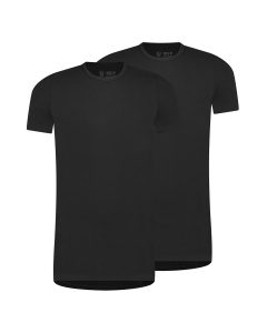 RJ Heren 2-Pack T-Shirt Katoen Ronde Hals Zwart
