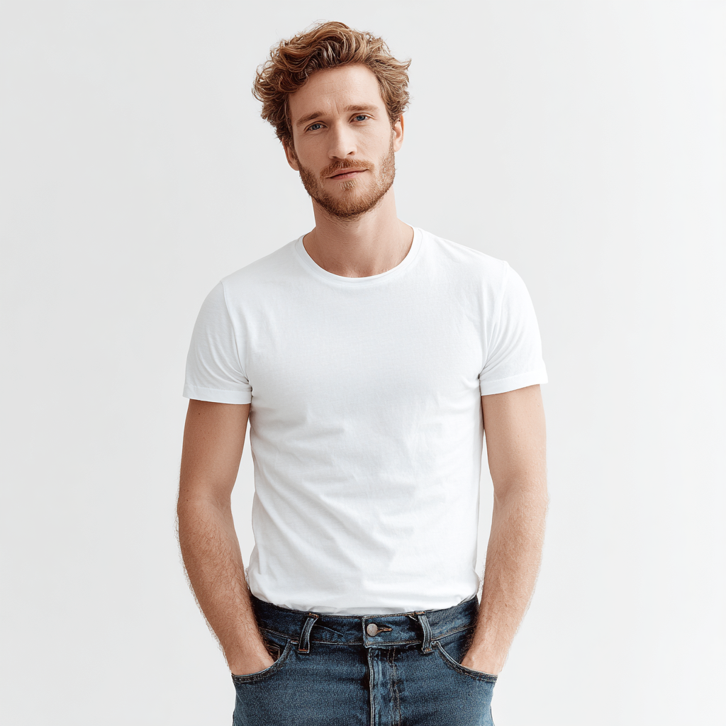 Wit T-shirt met ronde hals voor heren – RJ Bodywear