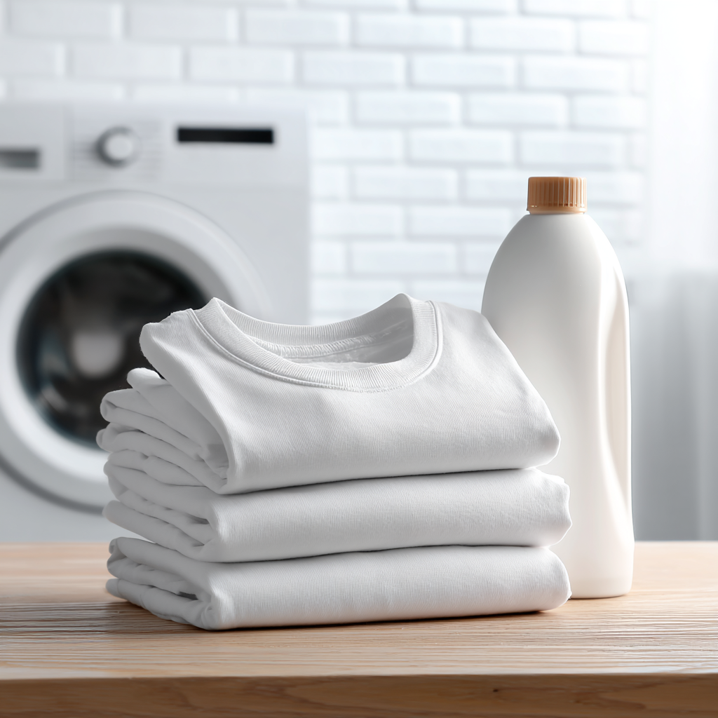 Witte T-shirts fris houden met goed wassen en onderhoud